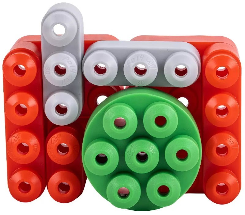 Poly M 128-Piece Building Block Set - Soft, Safe & Flexible Toy for 18m+ by Hape