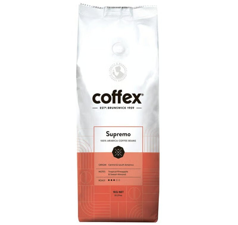 Coffex Supremo Blend 100% Arabica Whole Coffee Bean Roaster Medium Roast 1kg