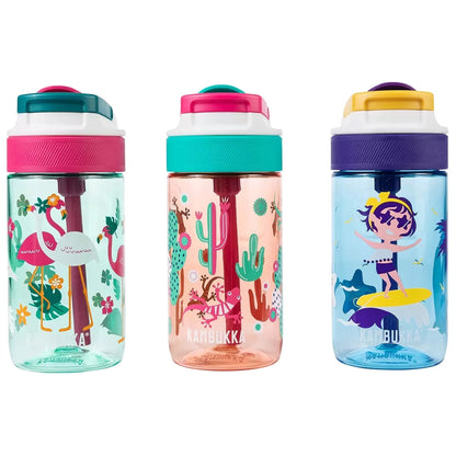 3 x 400ml Kambukka Lagoon Kids Water Drink Bottle Dishwasher Safe Green Pink