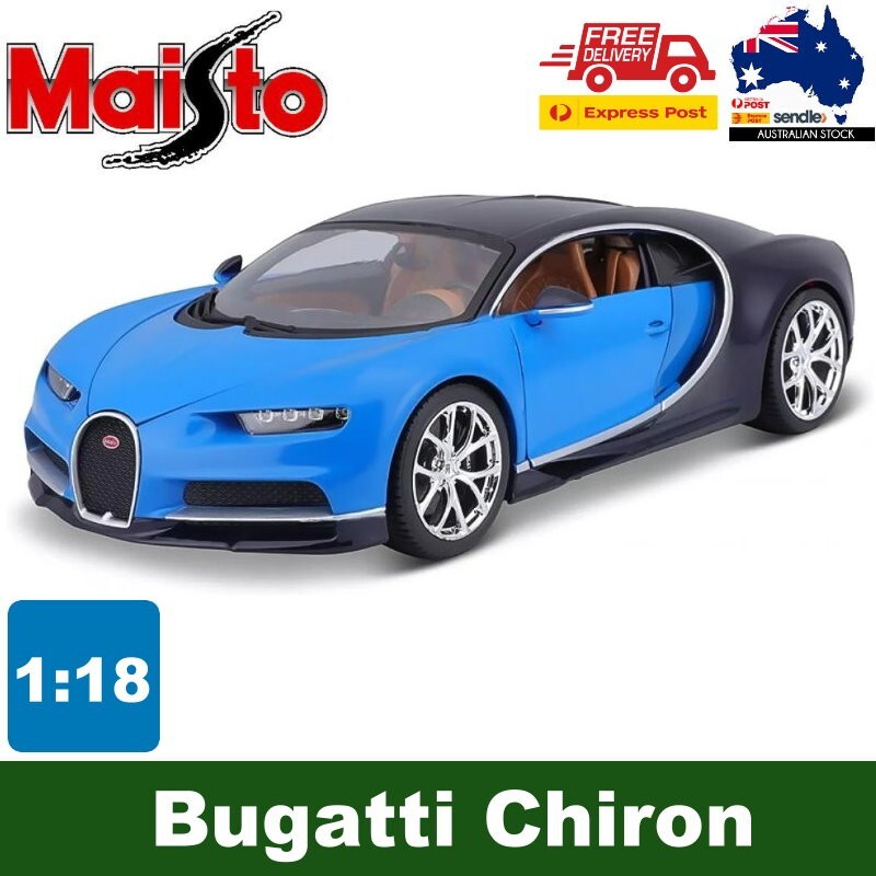 Maisto 1:18 Scale Special Edition Bugatti Chiron Die Cast Car Set Blue-Black
