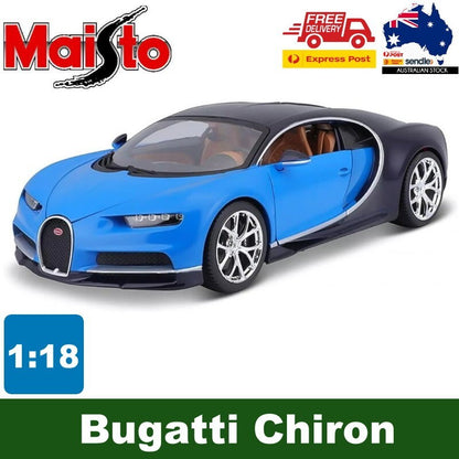 Maisto 1:18 Scale Special Edition Bugatti Chiron Die Cast Car Set Blue-Black