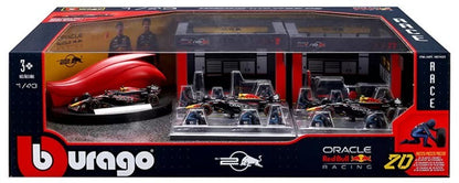 Burago 1:43 Formula One Racing Deluxe Paddock Ferrari, McLaren, Mercedes, RedBul
