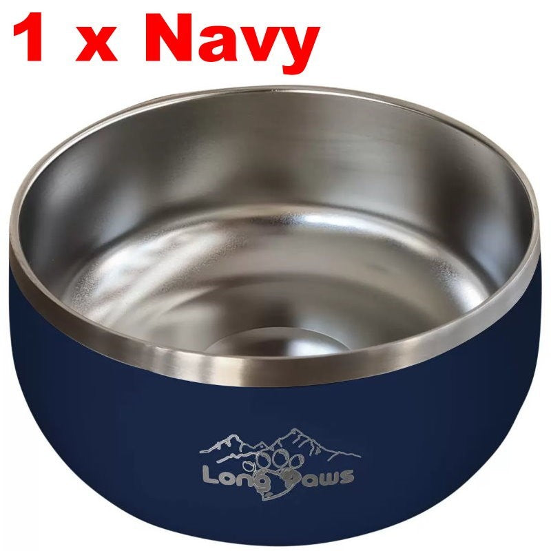 Long Paws Lunar Dog Bowls 1.8L Stainless Double-Wall Metal for Food & Water