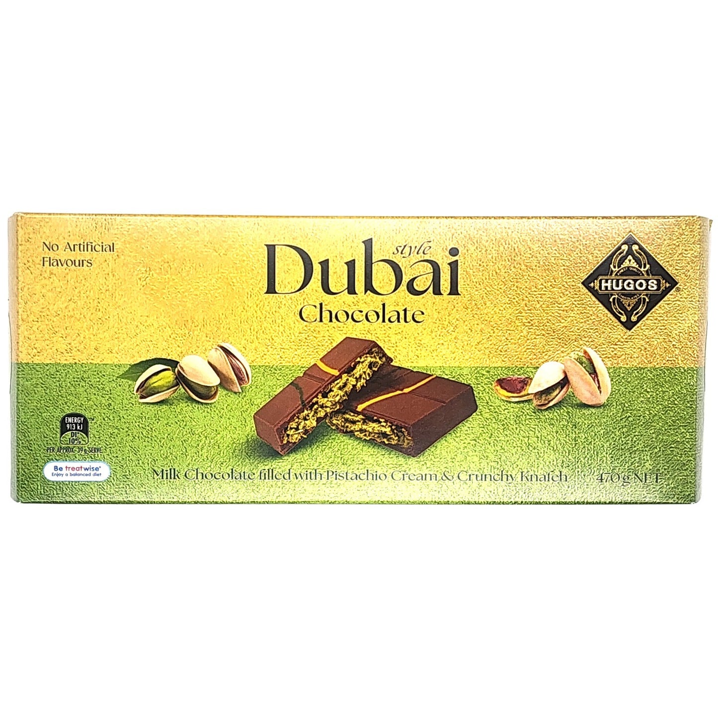 470g Fine Dubai Style Milk Chocolate Filled Pistachio Cream & Crunchy Knafeh