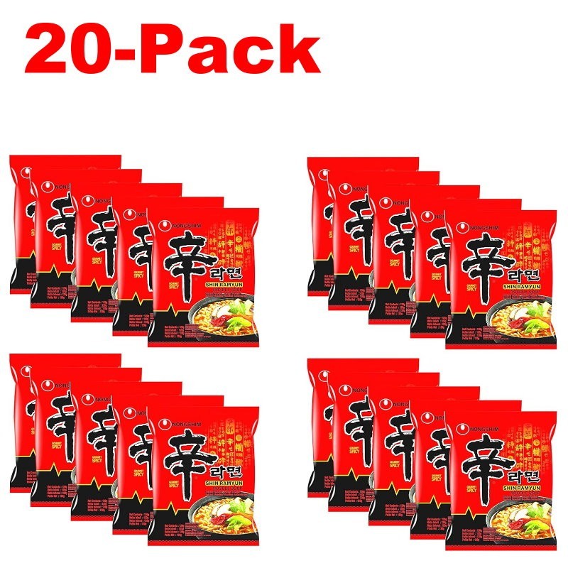 Nongshim Shin Ramyun Instant Noodle Soup 120g Korean Style Pack of 5, 10, 15, 20
