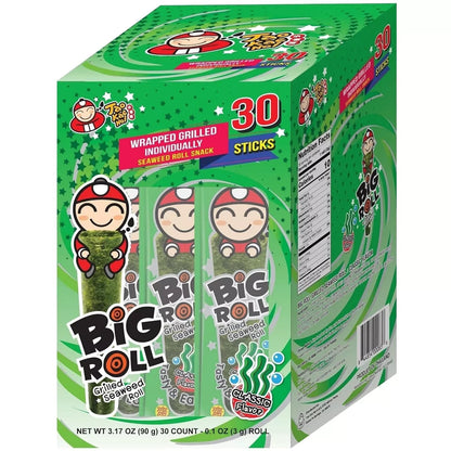 30 x 3g Tao Kae Noi Big Roll Grilled Seaweed Roll Snack Individually Wrapped