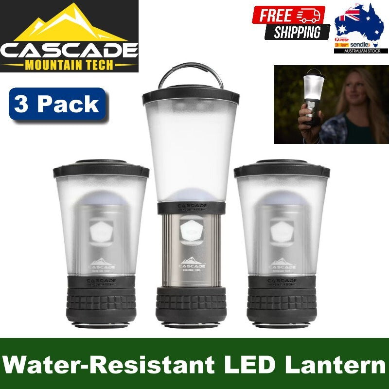 Cascade Mountain Tech 3-Pack Camping IPX4 Water-Resistant Compact LED Lantern
