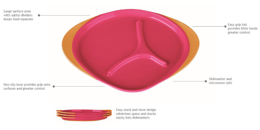 b.box Toddler Feeding Set Divided Plate, Sippy Cup, Cutlery Set - Self Training
