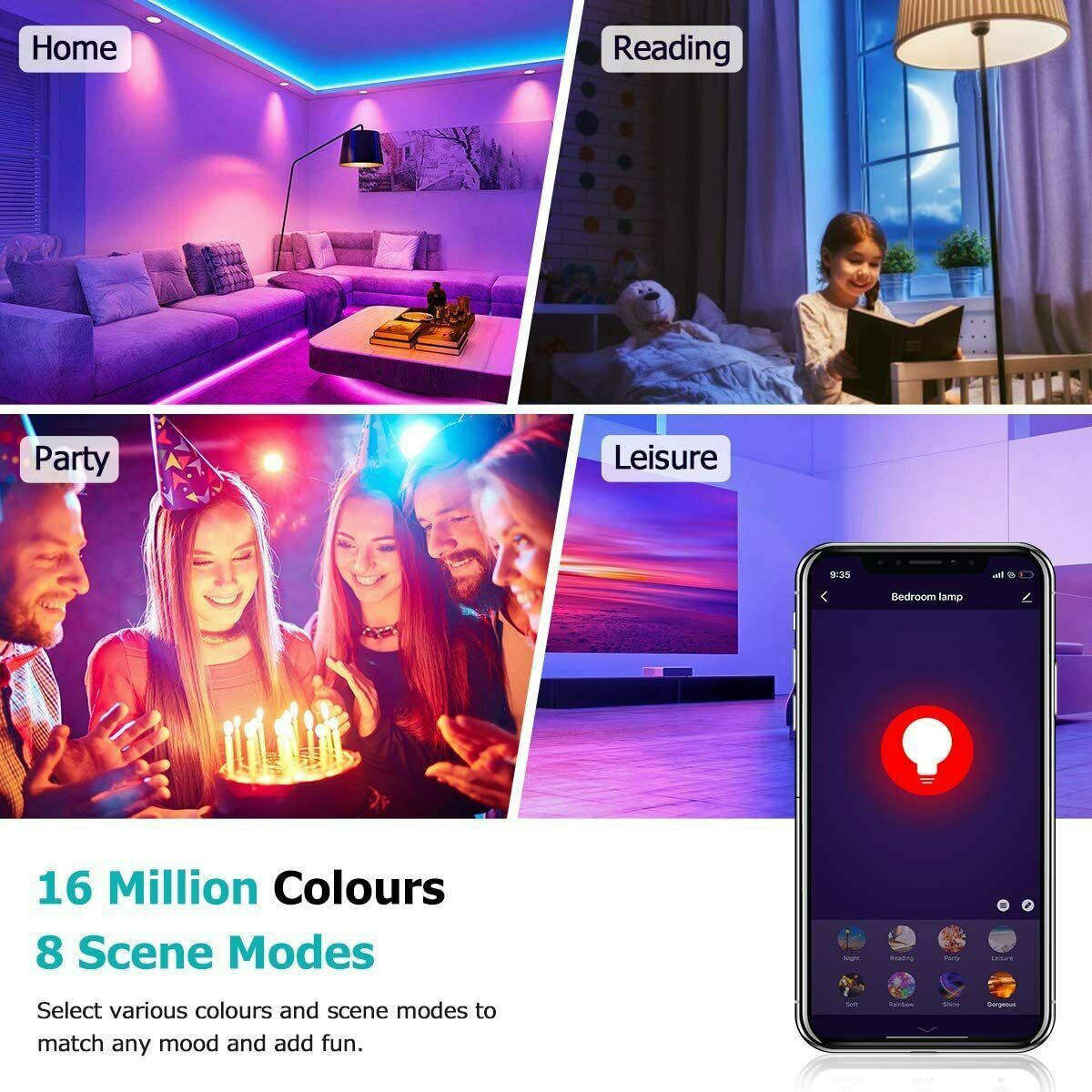 6-Pack V-TAC GU10 WiFi LED SMART Spotlight RGB 5.5Watt -Alexa & Google Assistant