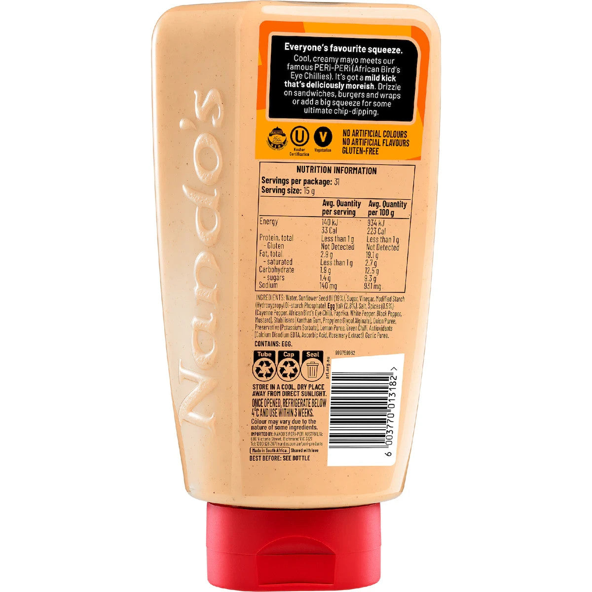 Nandos Perinaise Mild Sauce 465g Peri Peri Mayonnaise Mayo Food Dipping Sauce