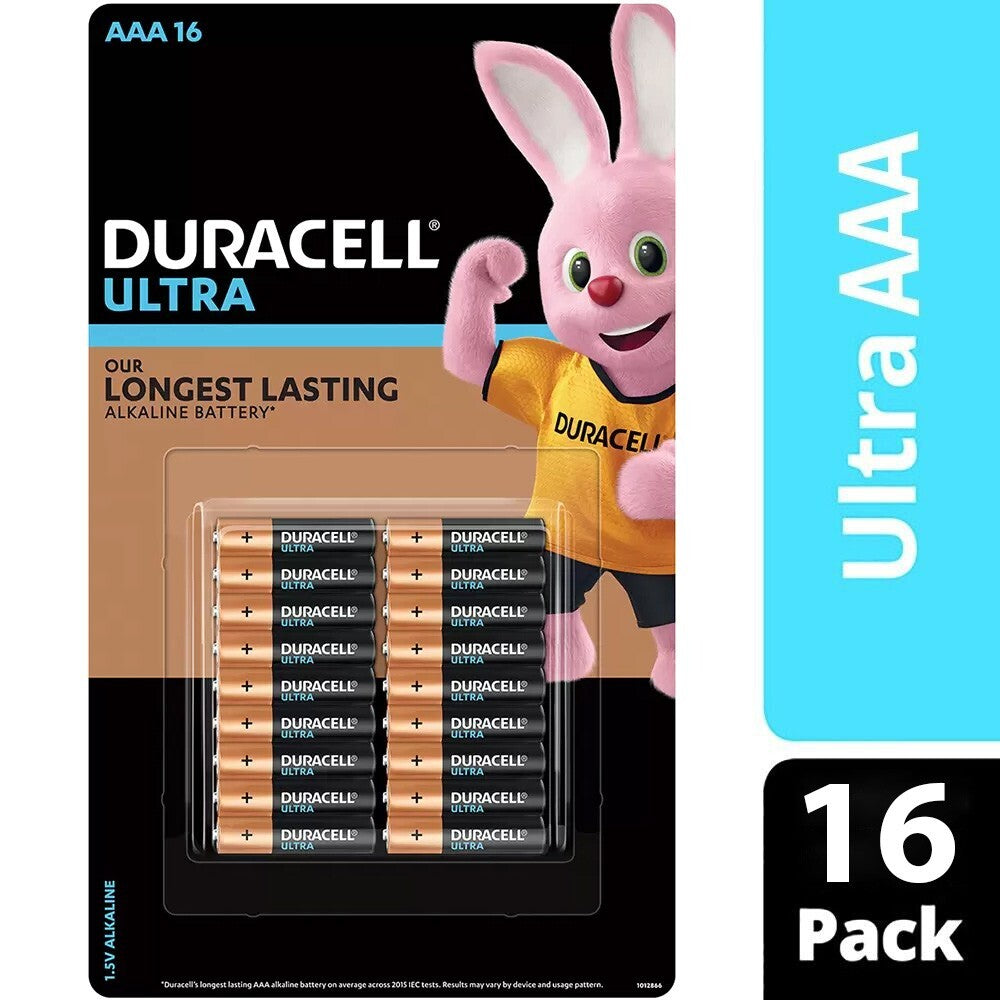 16 x Duracell Ultra AAA 1.5v High Performance Alkaline Battery Toys RC TV Remote