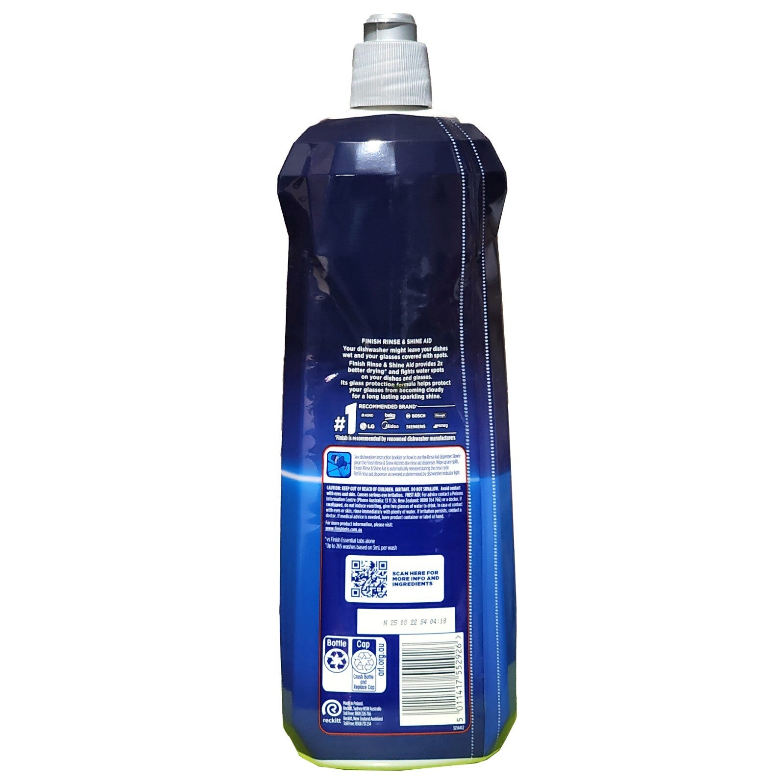 2 x 800mL Finish Rinse & Shine Aid Dishwashing Drying Liquid Prevents Water Spot
