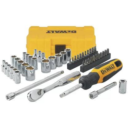 DeWALT  1/4" Drive 50 Piece Mechanics Socket Bits 72 Tooth Ratchet Tool Set Kit