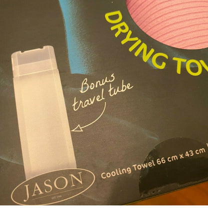 2-Pack Jason Gym Towels - Cooling Towel & Drying Towel + Travel Tube - Pink
