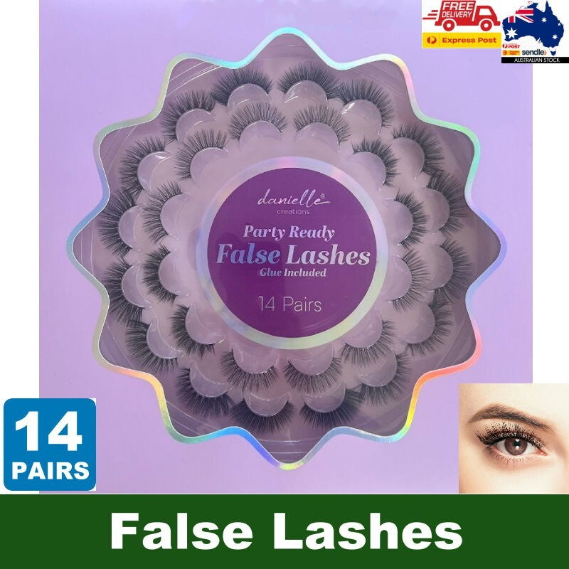 Danielle Creations 14 Pairs Party Ready Women Luxury False Lashes Glue Included