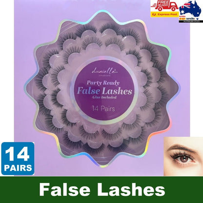 Danielle Creations 14 Pairs Party Ready Women Luxury False Lashes Glue Included