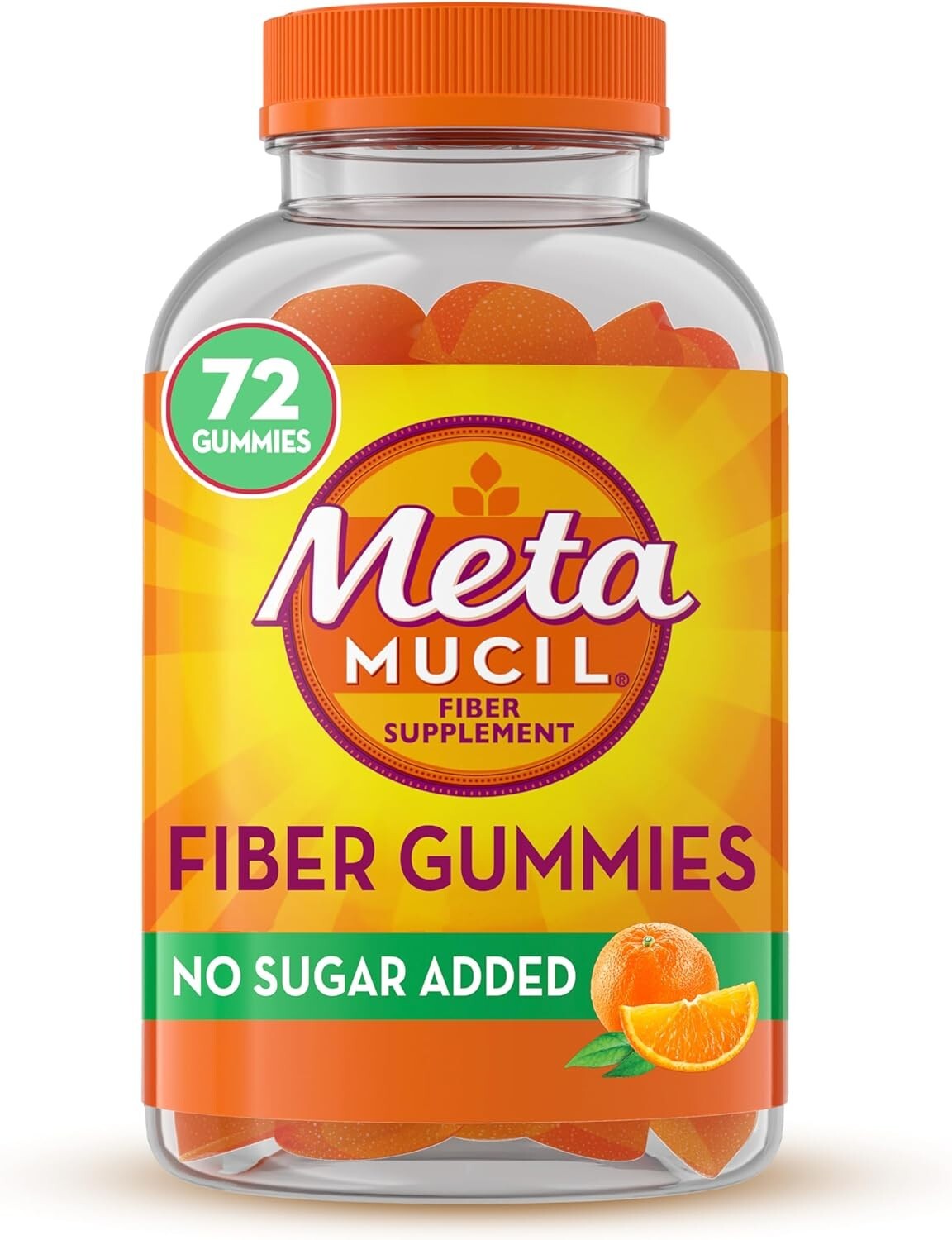 Metamucil Fiber Supplement Gummies Sugar Free Orange Flavour 5g Prebiotic Plant