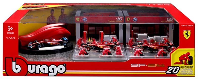 Burago 1:43 Formula One Racing Deluxe Paddock Ferrari, McLaren, Mercedes, RedBul