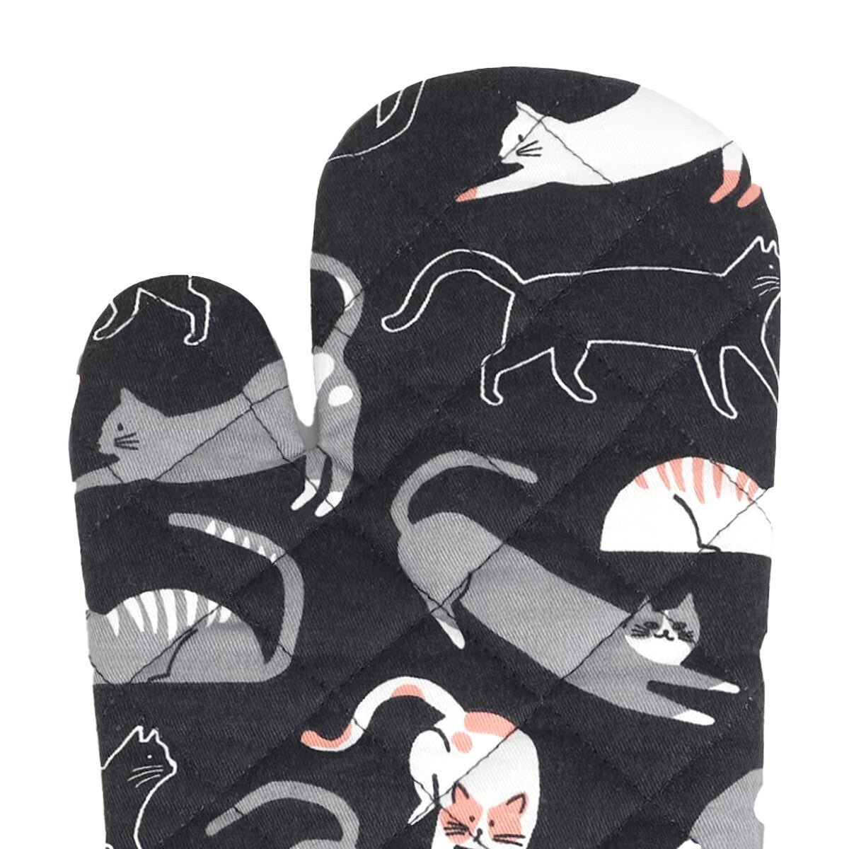 Cats Print Oven BBQ Heatproof Mitt Kitchen Baking Insulation Glove Cotton Cover