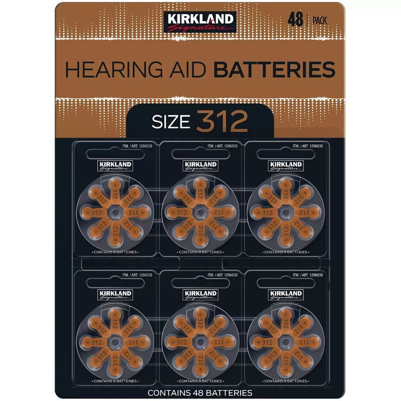 Kirkland Signature 48-Pack Premium Hearing Aid Batteries Size 10, 312, 13, 675
