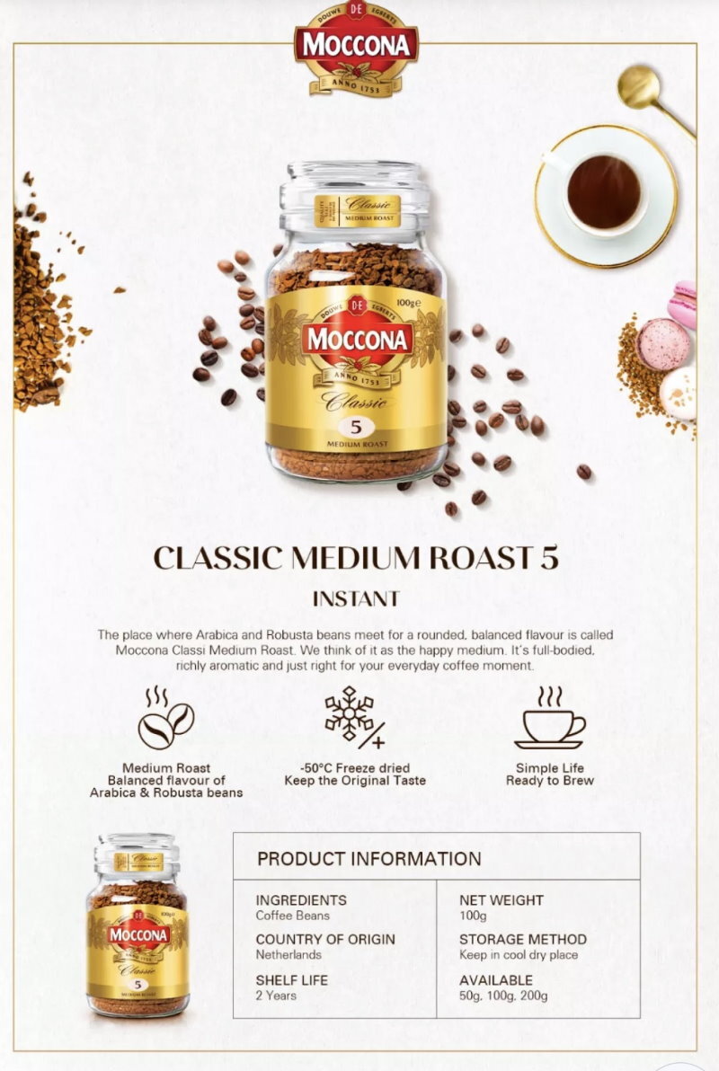 Moccona Classic Medium Roast Freeze Dried Instant Coffee 400g/each