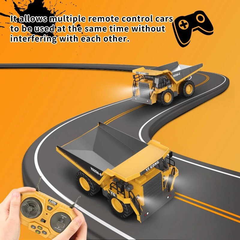 Yi Gong Toys 1:24 9CH 2.4G RC Construction Dump Truck Toy with Lights & Sounds