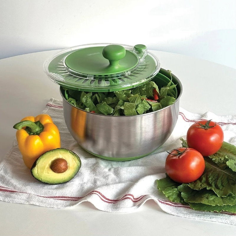 Rollkitchen 4.5L Stainless Steel Salad Spinner Spin Dry Multi-Use Lettuce Washer