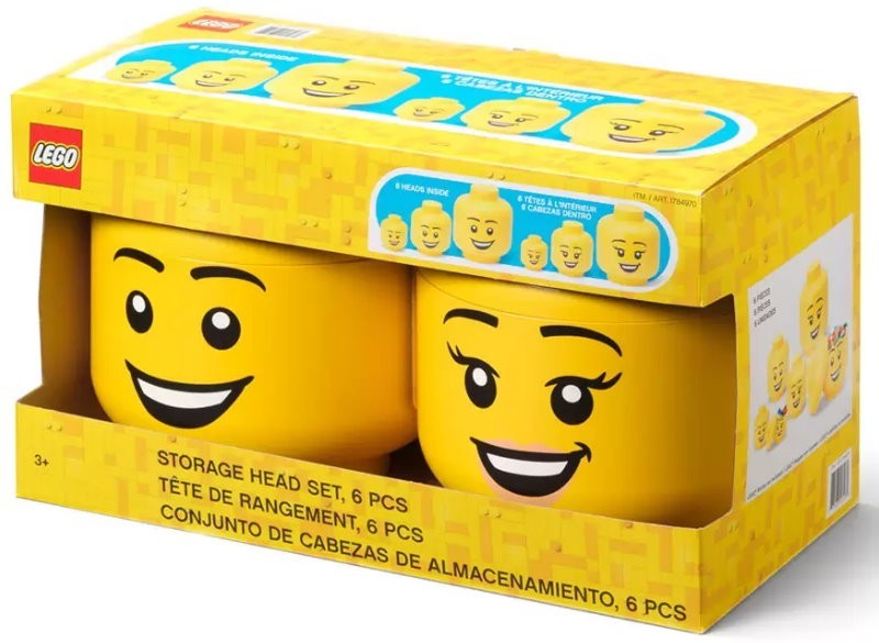 LEGO 6-Piece Storage Head Ultimate Set Fun Stackable Storage Boxes w/ Happy Face