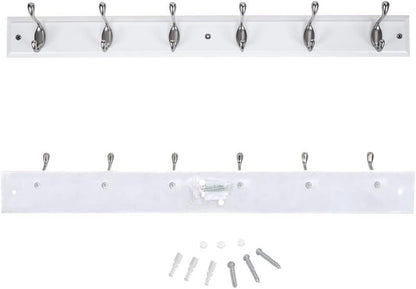 BirdRock Home 2-Pieces Hook Rails 27" Wall Mounted 6 Satin Nickel Hook Wall Rack