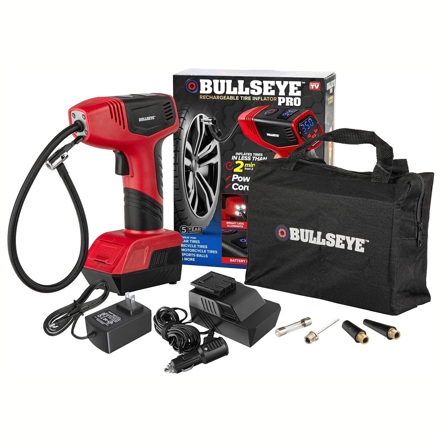 Automatic Cordless Portable Rechargeable Tyre Inflator Air Compressor Gauge 12v