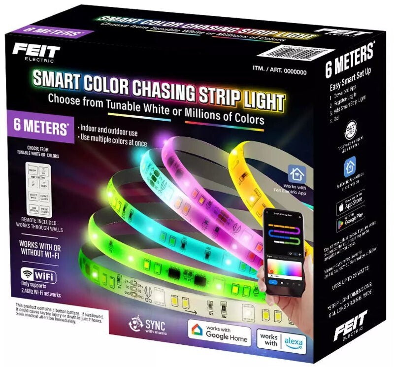 Feit Electric 6m WiFi Smart RGB Colour Changing LED Strip Light with Remote