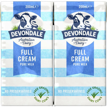 24 x 200ml Devondale 100% Pure Full Cream Kids Long Life Milk No Preservatives