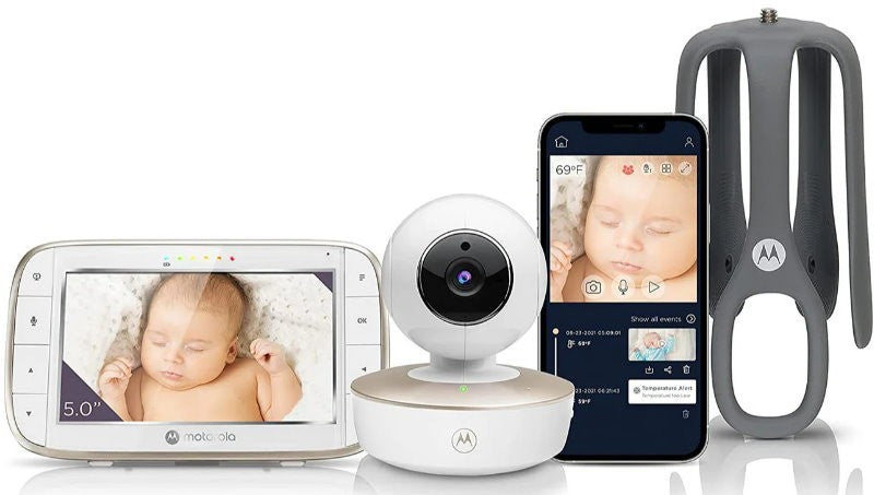 Motorola VM855 Connect 5" Portable Wi-Fi Video Audio Baby Monitor w/ Crib Mount