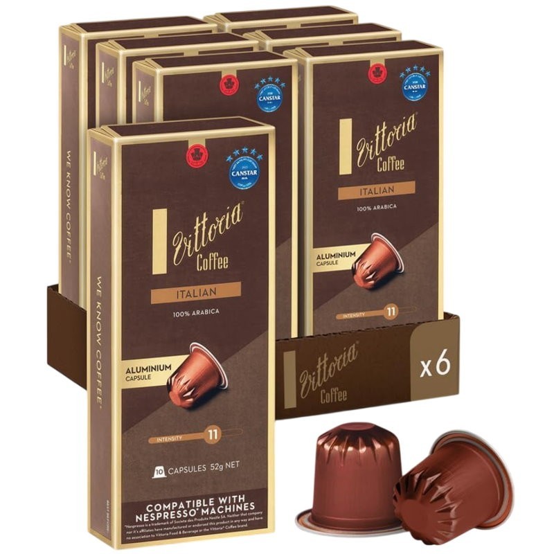 Vittoria Coffee 60-Pack 100% Arabica Italian Blend Nespresso Compatible Capsules