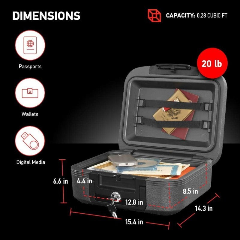 Sentry Safe CHW20101 Fireproof & Waterproof Privacy Lock Chest Safe Box with Key