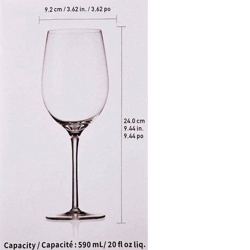King Crystal 8-Pack Traditional Premium Crystal Clear Classic Wine Glasses 590mL