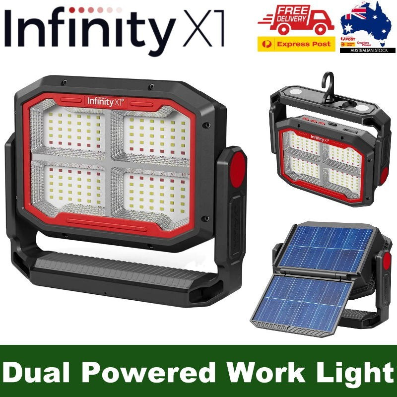 Infinity X1 3000 Lumen Solar Rechargeable Portable Floodlight Torch Work Light