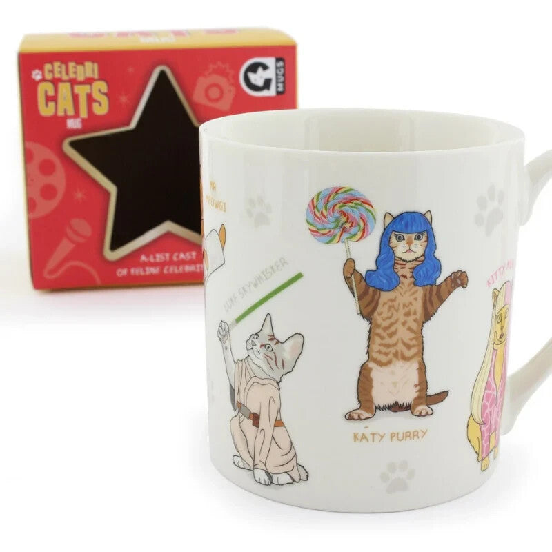 Celebri Cat Novelty Ceramic Novety Coffee Mug Gift Katy Purry Hairy Potter 350mL