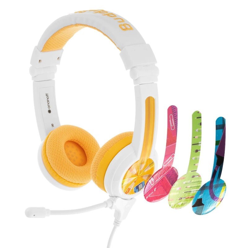BuddyPhones 2-Pack School+ Home Learning Kids Headphones w/ Mic, BuddyCable