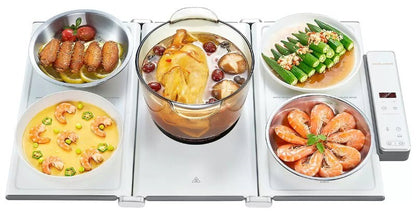Morphy Richards 2-in-1 Electric Foldable Cooktop And Food Warmer with Hot Plate
