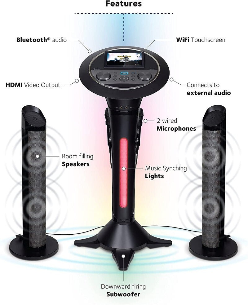 Carnaval The Singing Machine Complete Karaoke Two Mics Disco Lights Rechargeable