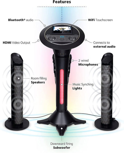Carnaval The Singing Machine Complete Karaoke Two Mics Disco Lights Rechargeable