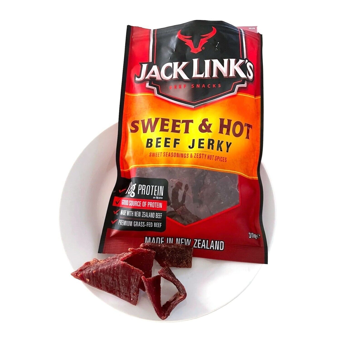 Jack Link's Sweet & Hot Beef Jerky Premium Grass-Fed Beef Protein Snack 310g NZ