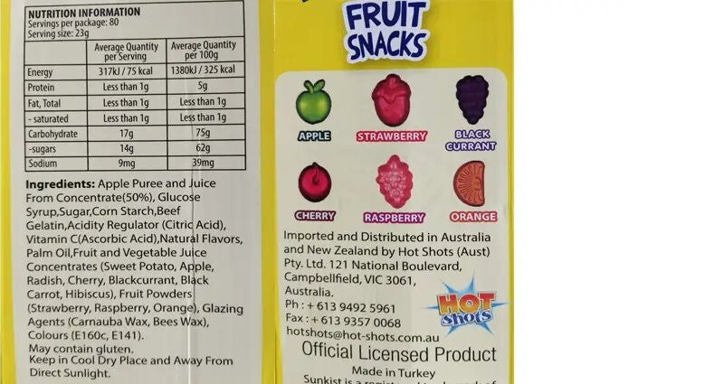 Sunkist 80-Pack Assorted Mixed Fruit Snacks Flavored Gummies (80 x 23g)