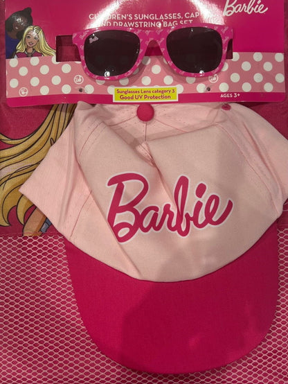 DISNEY 3pc Sunglasses, Cap & Drawstring Bag Set - Barbie, Frozen, Princess