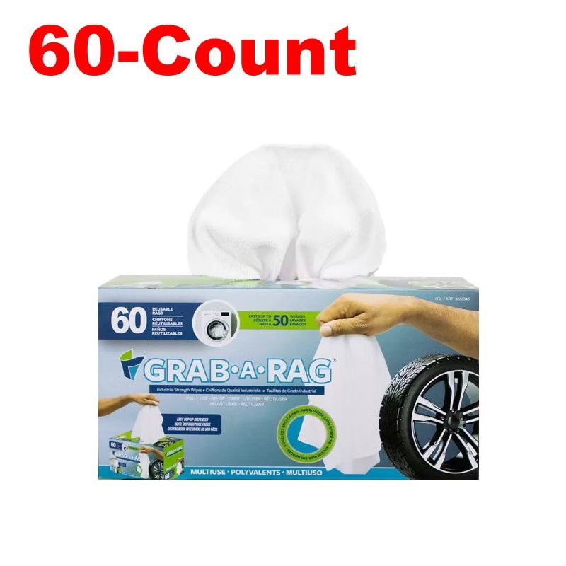 Grab A Rag Reusable Washable Microfibre Rags Towel Cleaning Cloth 60 / 120 Count