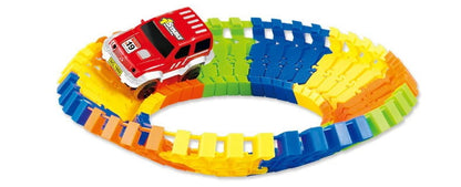 QWZ Railway Magical Flexible Track Car Toy Set DIY Railway Road 28/96/192 Pieces
