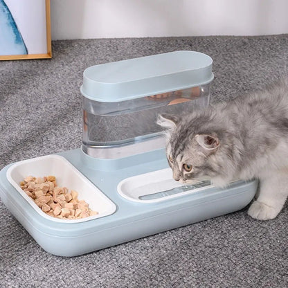 Ameifu 2-in-1 Cat Pet Bowls Food & Water Dispenser with Automatic Water Fountain