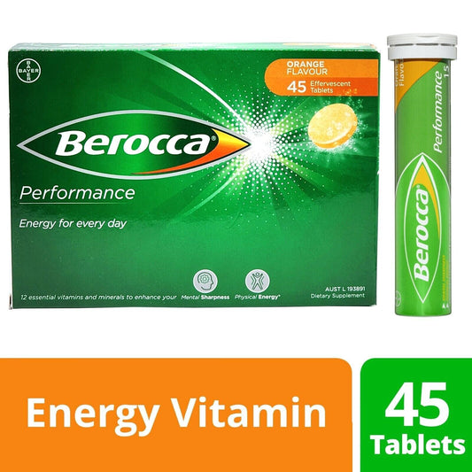 Berocca Energy Orange 12 Essential Minerals Vitamins 45 Effervescent Tablets