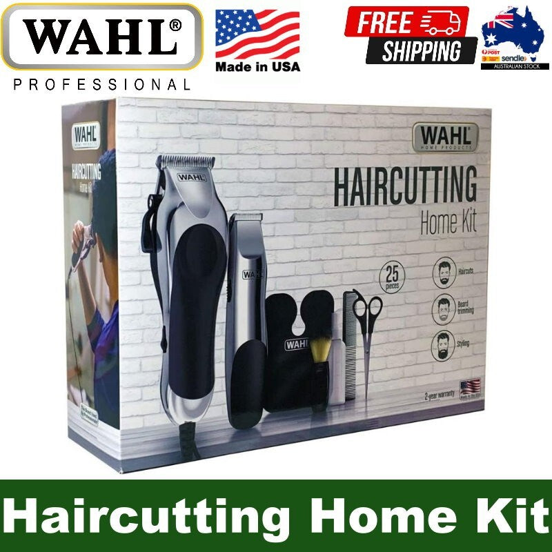 WAHL 25 Pieces Deluxe Chrome Haircutting Home Kit Complete Hair & Trimming Kit